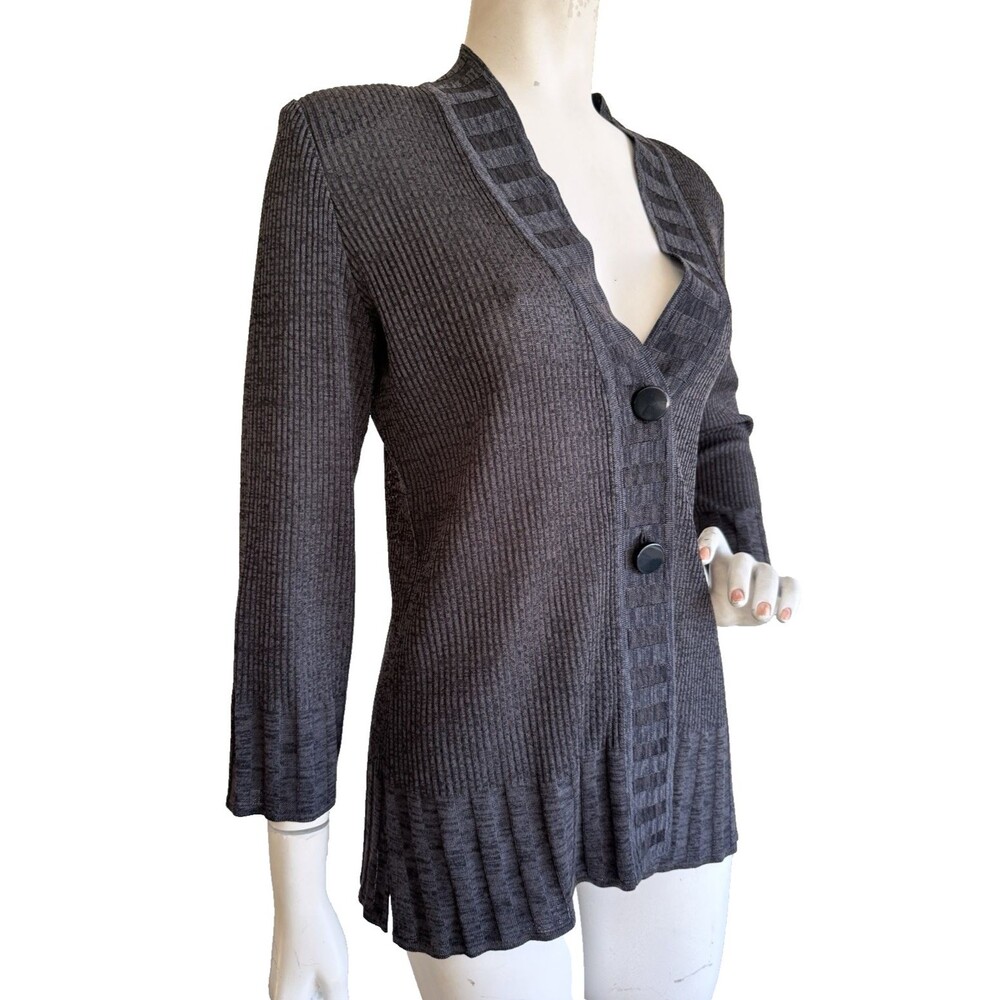 EXCLUSIVELY MISOOK Cardigan Sweater Jacket Dark Gray V-Neck Long Sleeve Size PM